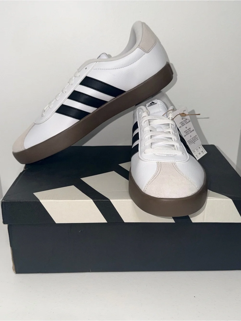 adidas VL Court 3.0 White Black Gum Sole Sneakers Men's Size 12 NEW ID6285